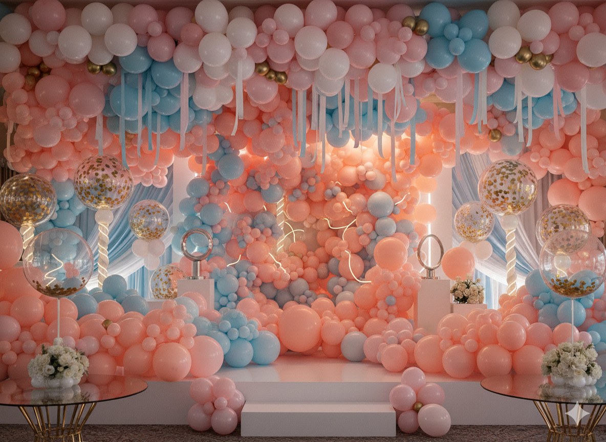Elaborate balloon installation for event